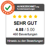 Bestätigtes Vertrauen: 4.88/5.00 aus 460 Kunden bewerten das Lohnabrechnung Outsourcing von Lohndirekt mit 'SEHR GUT'